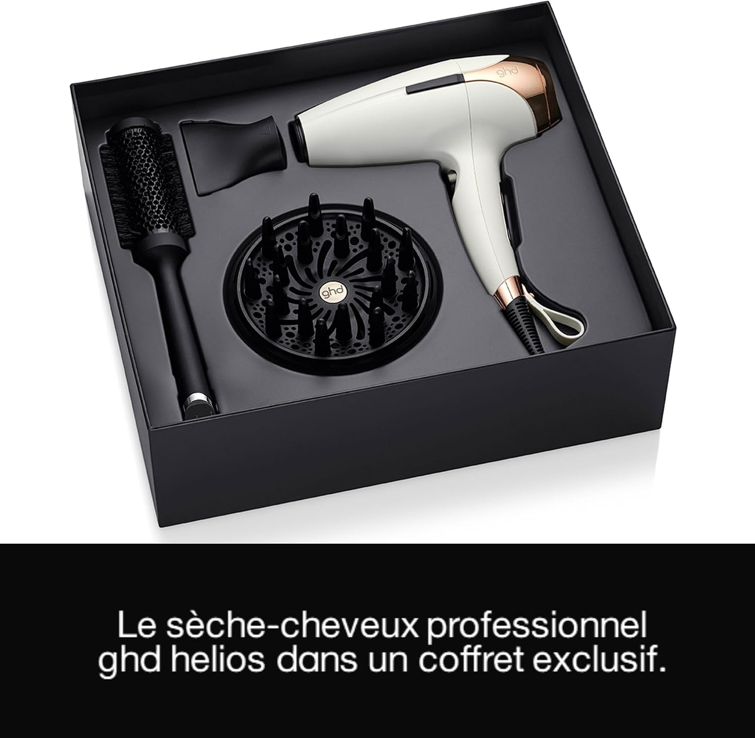 Ghd - Sèche-cheveux ghd Helios - Sèche-cheveux professionnel (Blanc) - Puissant et précis - Cheveux sans frisottis et 30% plus brillants - Recommandé par les coiffeurs - Brosse et Diffuseur inclus