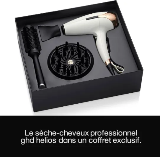 Ghd - Sèche-cheveux ghd Helios - Sèche-cheveux professionnel (Blanc) - Puissant et précis - Cheveux sans frisottis et 30% plus brillants - Recommandé par les coiffeurs - Brosse et Diffuseur inclus