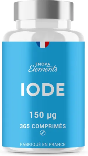 IODE 150 MCG - 365 petits comprimés - Iode thyroide - Fabriqué en France - Iodure de Potassium - Complement alimentaire - Sans additifs indésirables