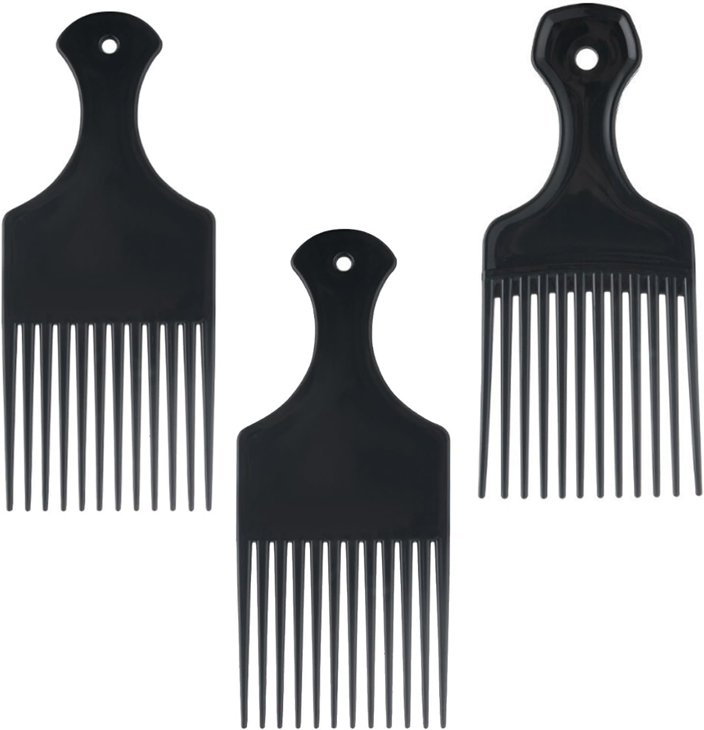 GVSS 3 Pièces Peigne Afro 17cm, Peigne Afro Cheveux Crépus Long,Peigne Cheveux Crepus à Dents Larges et Plates en Plastique,Outil de Coiffure pour Styliser et Démêler Cheveux Bouclés et Enchevêtrés