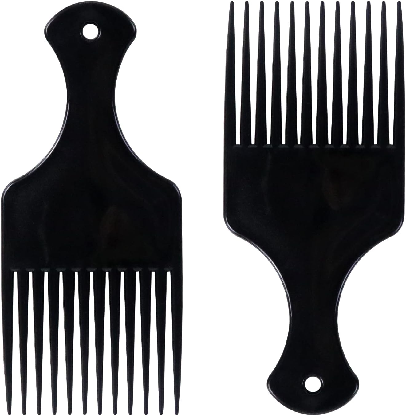 2 Pièces Peigne Afro, Peigne à Cheveux Africain Pick, Peigne de Coupe de Cheveux à Dents Larges et Plates, Plastique Peigne Afro, pour Boucles Coiffure Comb Outil de Coiffure 3-noir