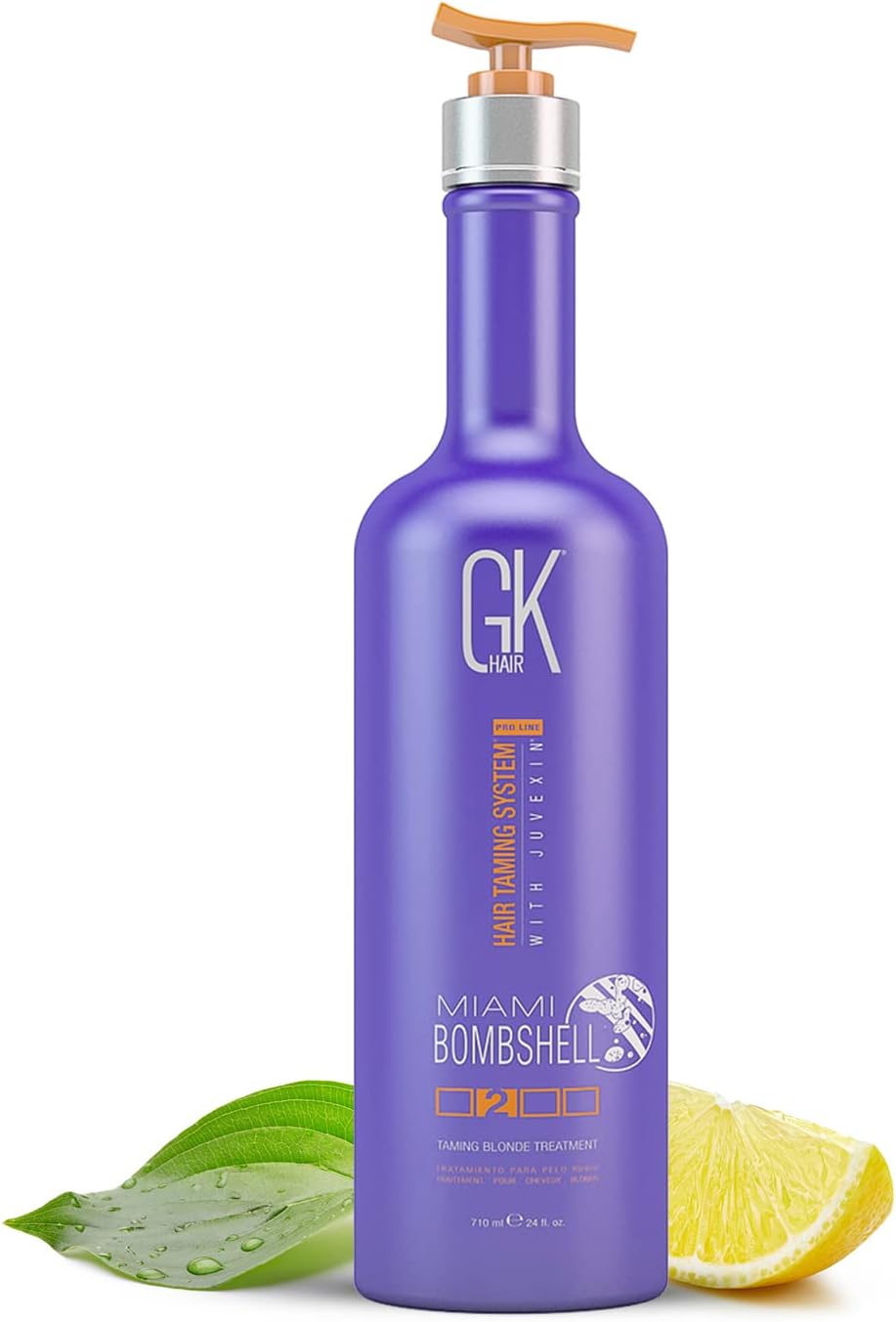 Mondiale Kératine GKhair Miami Bombshell 710 ml Violet Traitement pour Cheveux blonds Lissage / Tonique Série Traitement - Enlève orange et Brassy Tones