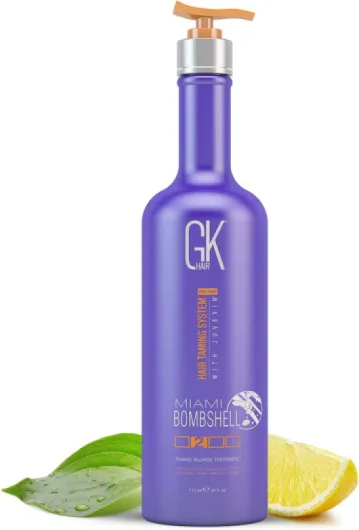 Mondiale Kératine GKhair Miami Bombshell 710 ml Violet Traitement pour Cheveux blonds Lissage / Tonique Série Traitement - Enlève orange et Brassy Tones