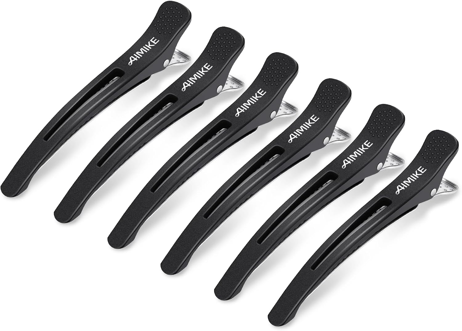 6pcs Pinces à Cheveux Professionnelles pour la Coupe de Style, Pinces à Cheveux Antidérapantes Sans Trace de Canard, Pinces de Coupe de Cheveux pour Salon Coiffeur - Noir 4,3 "de Long 6Pcs Noir