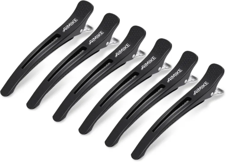 6pcs Pinces à Cheveux Professionnelles pour la Coupe de Style, Pinces à Cheveux Antidérapantes Sans Trace de Canard, Pinces de Coupe de Cheveux pour Salon Coiffeur - Noir 4,3 "de Long 6Pcs Noir
