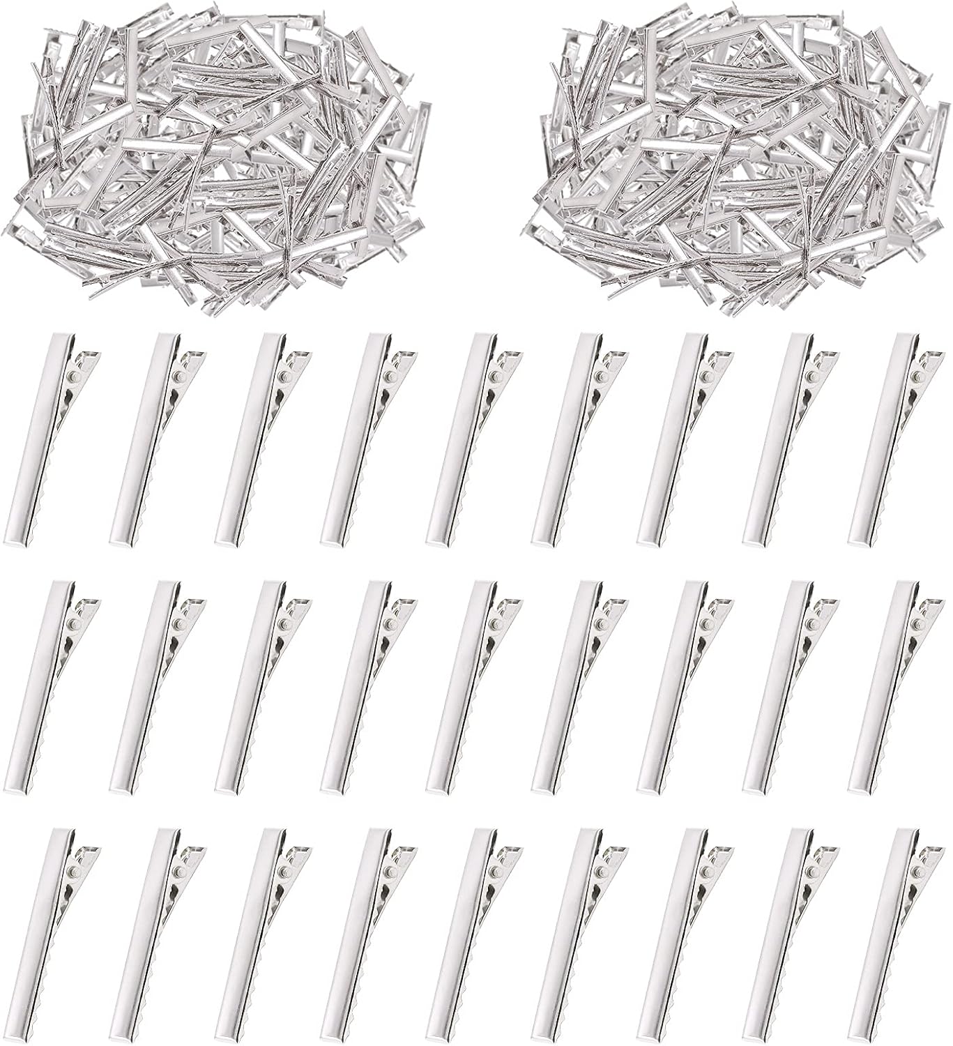 Swpeet Lot de 200 pinces à cheveux crocodile de 4,6 cm, parfaites pour les pointes de canard en métal, épingles à cheveux à tige unique pour coiffure, accessoires de bricolage