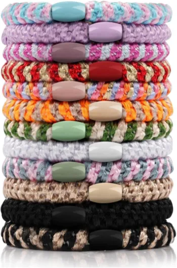 12 Chouchous à Cheveux Multicolores, Tressés à la Mode, élastiques pour Femmes/Filles/Enfants, Cheveux épais et Bouclés