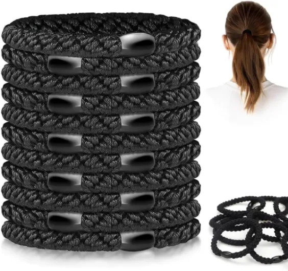 Kknekkis Lot de 10 élastiques à cheveux pour femme，Chouchou Cheveux Fille en Coton Doux Tissé, Élastiques pour Femmes et Filles-Schwarz