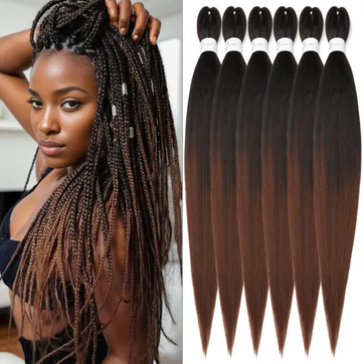 Pre Stretched Braiding Cheveux Rajout Soft Easy Braids Pour Tresses 30 Pouces 6 Paquets/Lot Meches Africaine Yaki Texture Knotless Tressage Extensions de Cheveux 1B/30# 1B/30# 76 cm (6er Pack)