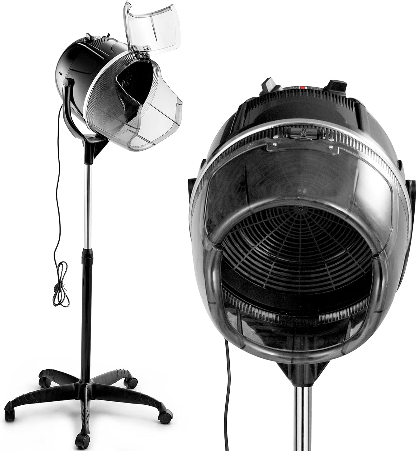 Casque de Séchage Professionnel, Support de Sèche-Cheveux Sur Pied, Hauteur Réglable pour Coiffeur, Salon de Coiffure, 1050 W