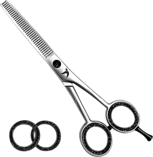 Candure Ciseaux Desepaississant Coiffure 6.5'' Professionnels Ciseau pour Désépaissir les Cheveux et Sculpteur Effileur Acier Inoxydable Ciseaux de Coiffeur pour Enfants, Hommes et Femmes Argent - Effiler