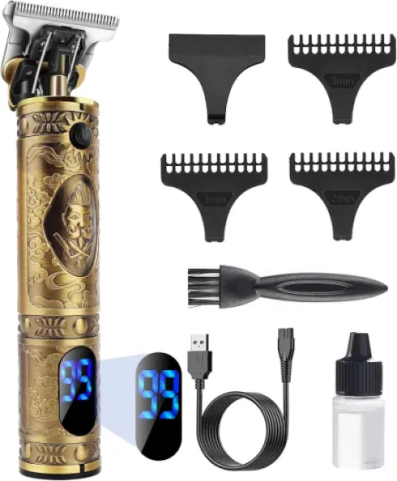 YiLFo Tondeuse Cheveux Hommes, Tondeuse Barbe Homme Professionel, Rasoir Electriques Hommes Écran LED, Sans Fil Brostyle Tondeuse Precision Rechargeable, Silencieuse pour les Enfant et la Famille Doré