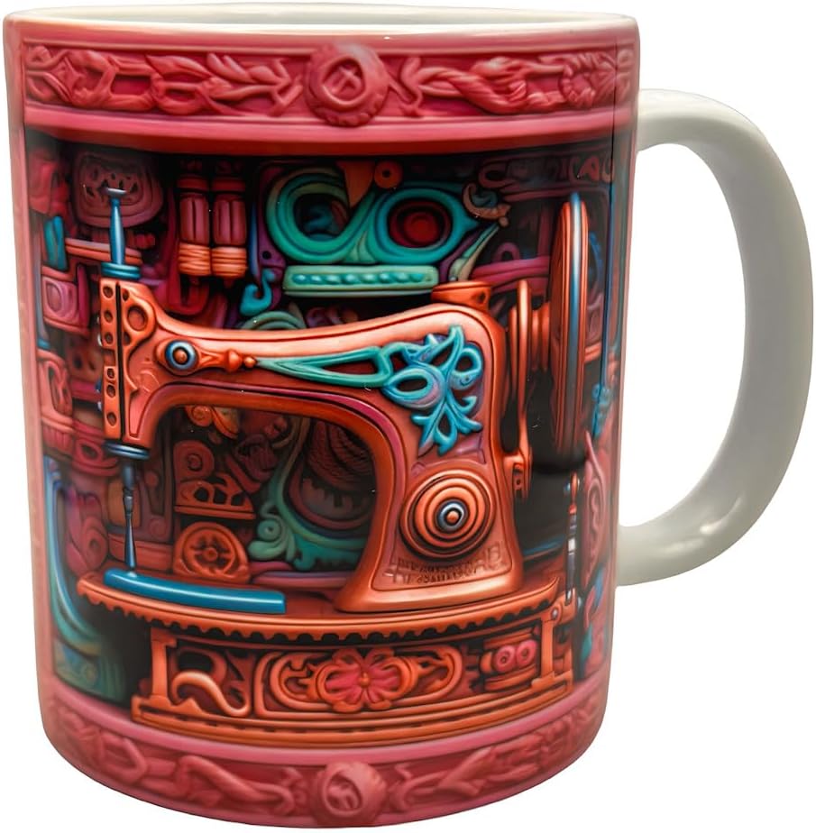 Tasse en céramique Couture 3D, tasse de machine à coudre, la tasse idéale pour votre café parfait, tasses uniques pour des moments inoubliables Blanche