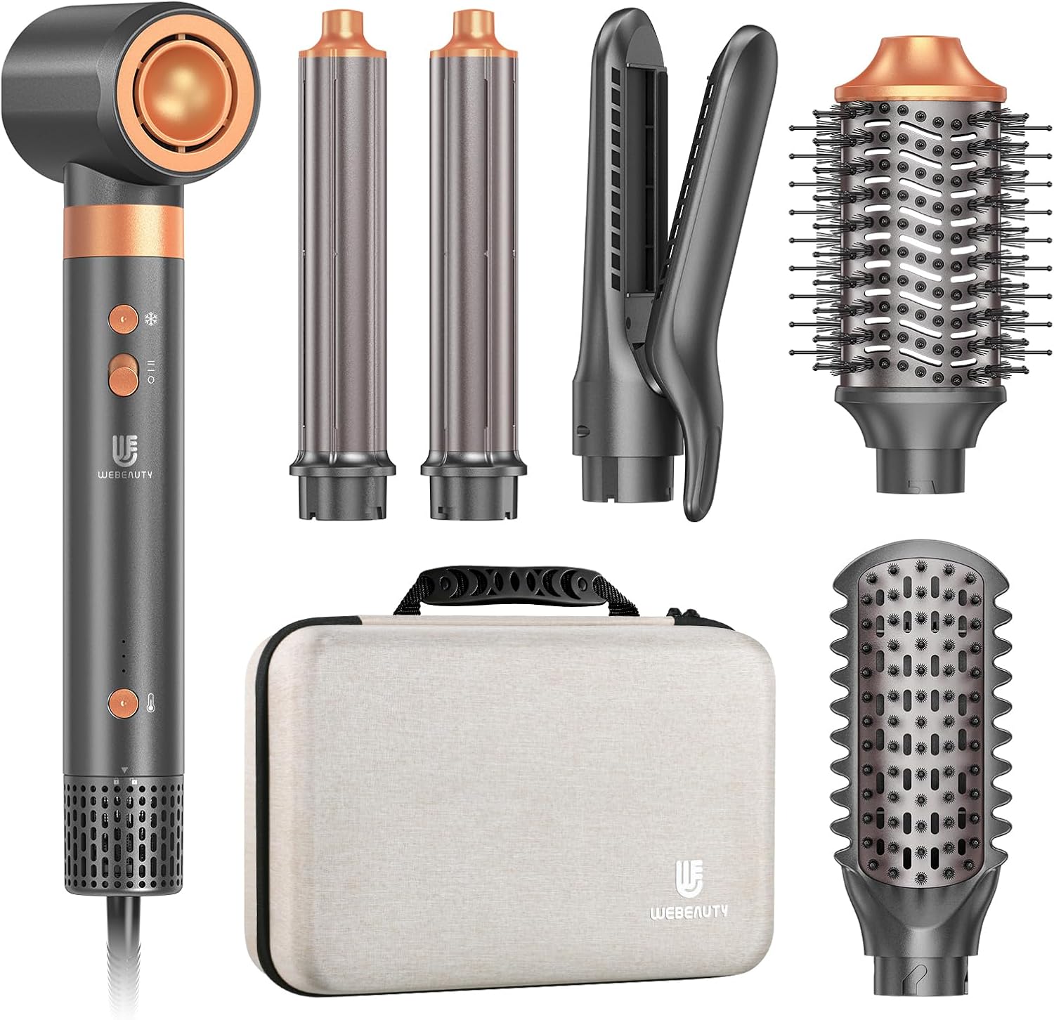[Double Tension] Airstyler 7 en 1, Sèche Cheveux avec Brosse Soufflante, Fer à Friser Auto, Lisseur Air, Brosse Cheveux Bouclés, pour un coiffage polyvalent