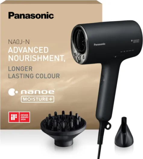 EH-NA0J Sèche-Cheveux Nanoe MOISTURE+ Minéral Embout Concentrateur & Diffuseur, if Design Award 2023 Mode Chaud Froid, Soins De la Peau, Du Cuir chevelu et Des pointes,1600 W, Noir