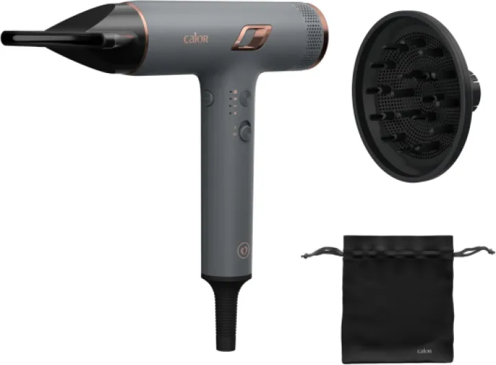 Nano Sèche-cheveux, Moteur digital haute vitesse, Flux d'air 266km/h max, Design ultra-compact, HY8120C0 Sèche-cheveux Gris