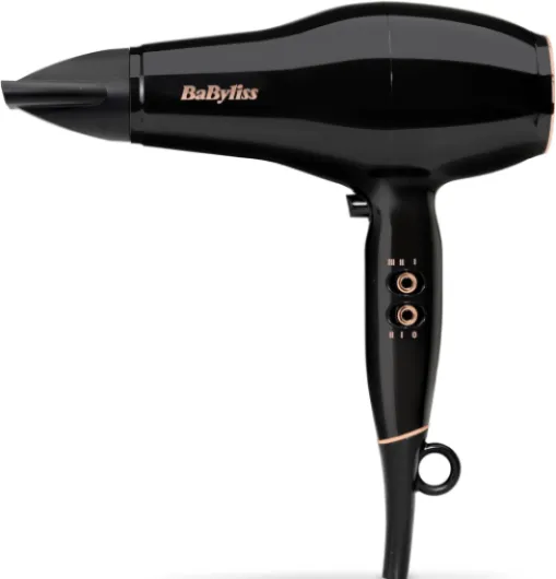 Sèche-cheveux Pro Power - Sèche-cheveux puissant de 2300W, Moteur AC Professionnel, Technologie Ionique Anti-Frisottis, 3 réglages de température & 2 réglages de vitesse, Noir, D5245E