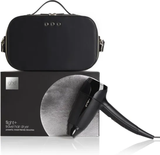 Ghd - Sèche-cheveux ghd Flight+ - Sèche-cheveux de voyage (Noir) - Vanity inclus - Pliable et double voltage - 78% de la puissance d'un sèche-cheveux classique - Idéal pour tous types de cheveux