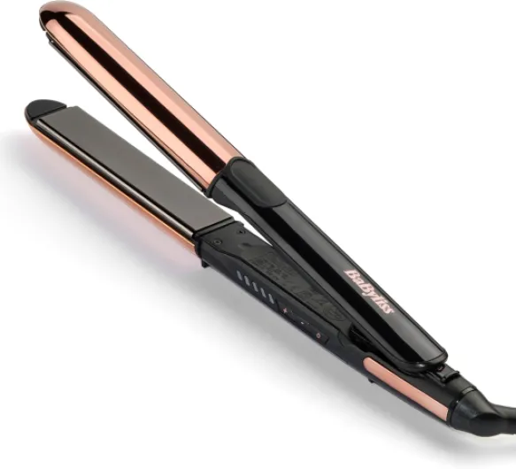 Lisseur Cheveux Straight And Curl Brilliance-Plaques en titane, Ionique Anti-Frisottis,Chauffe rapide en 15 Secondes,Design métallique incurvé,5réglages de température jusqu'à 235°C,ST482E Noir et Rose