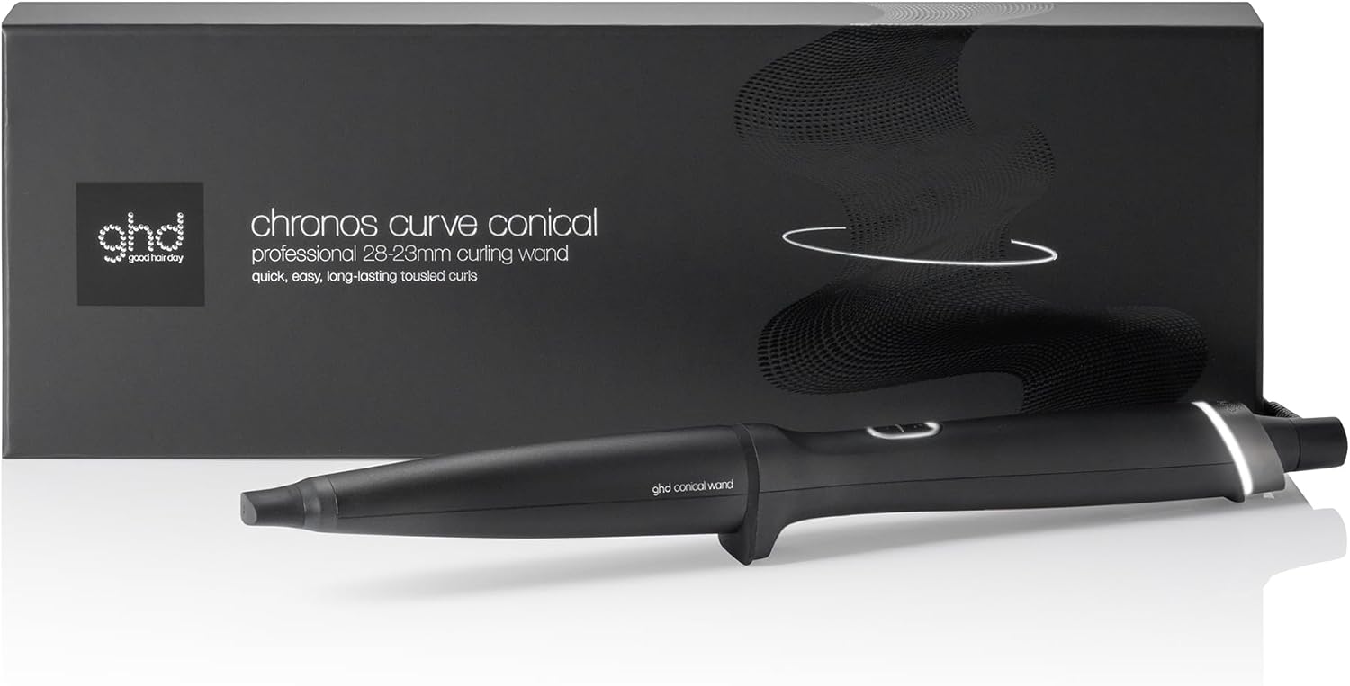 Ghd - Boucleur ghd Chronos Curve Conical Wand - Fer à boucler cheveux (Noir) - Fer à friser pour boucles naturelles, wavy facile - Coiffure 3x plus rapide, sans dommage - Toutes longueurs de cheveux
