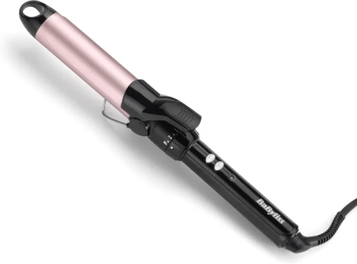 Boucleur 32mm Curling Iron-Cylindre à revêtement Pro Satin Touch,10 réglages de température,Montée en température rapide, Boucles sans frisottis,Support de sécurité intégré –Noir & Rose,C332E