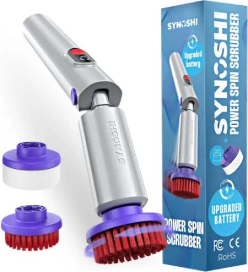 Synoshi Pro Brosse Électrique Rotative avec Technologie de Nettoyage Précis, Batterie Longue Durée, Vitesse Haute/Basse, Accessoires Modulaires, Idéale pour Salle de Bain, Cuisine, Voiture