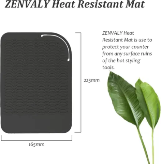 Tapis Résistant à la Chaleur Pour Fer à Friser en Silicone, Lisseur et Outil de Coiffure, Noir