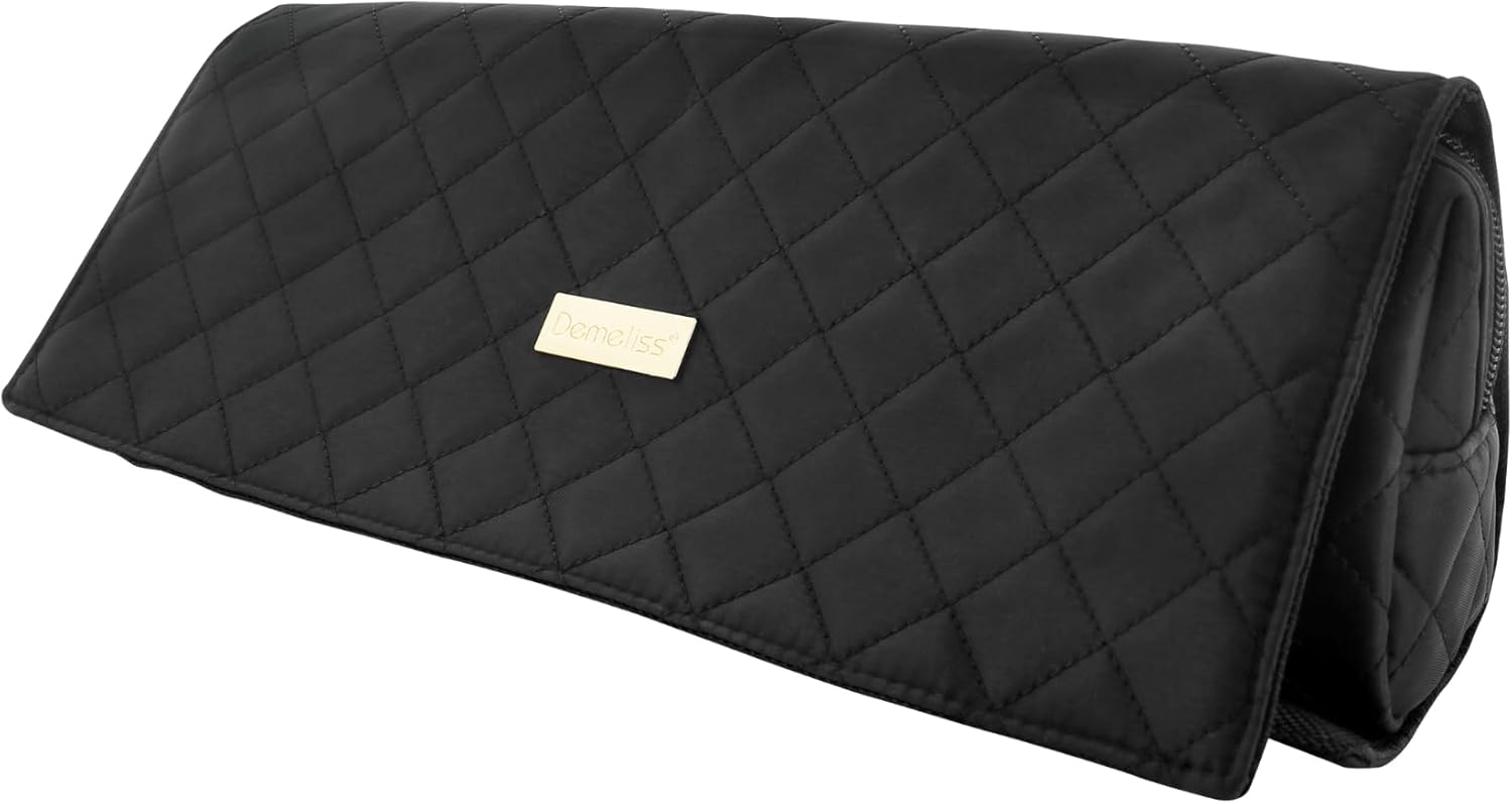 Tapis Trousse Plaque Cheveux - Thermorésistant 2 en 1 - Compatible avec Lisseurs Demeliss TITANIUM, ONE, XCURLER, GOLD - Rangement, Protège Appareil et Surfaces - Pratique, Élégant