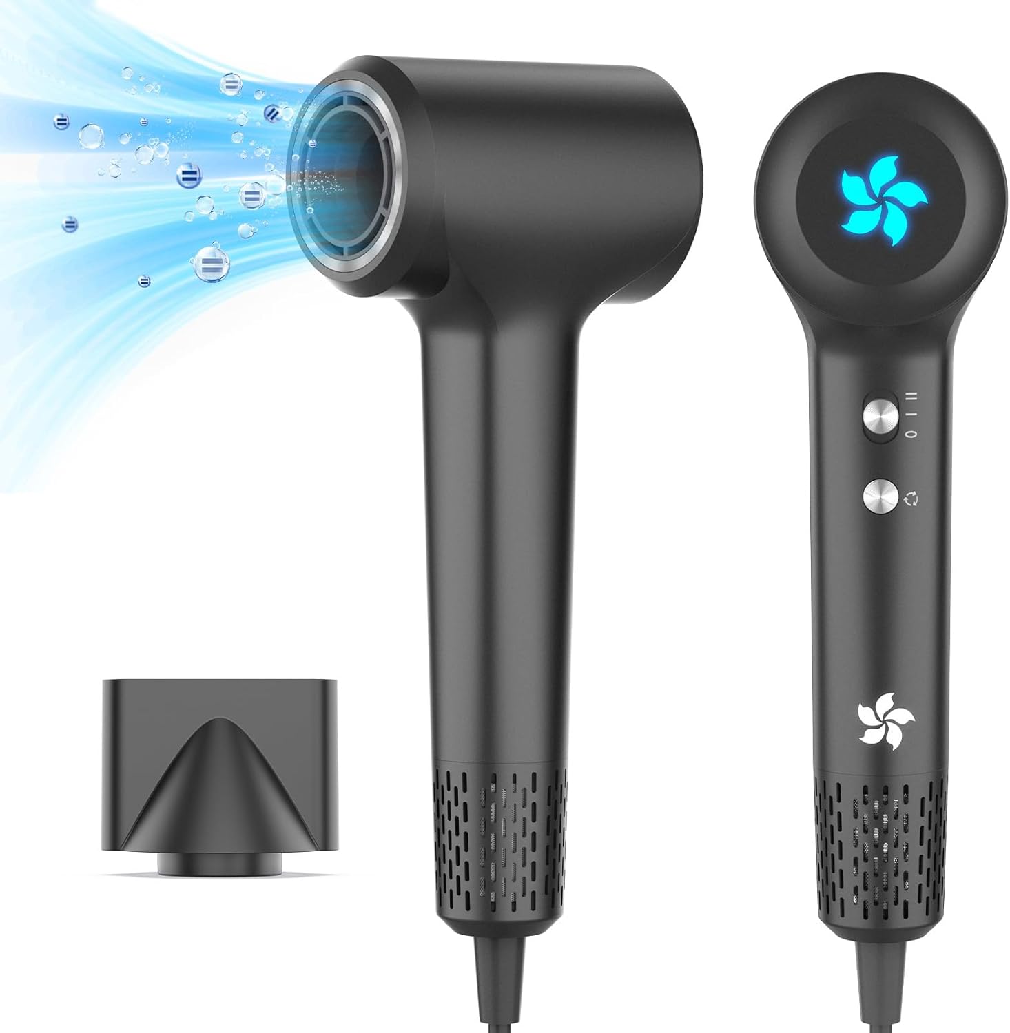 Seche Cheveux, Sèche Cheveux à 400 Millions Plasma, 1500W Seche Cheveux Professionnel, Moteur sans Balais de 110 000 tr/min pour un Séchage Rapide, 57 dB à Faible Bruit pour Famille Voyage Gris Foncé