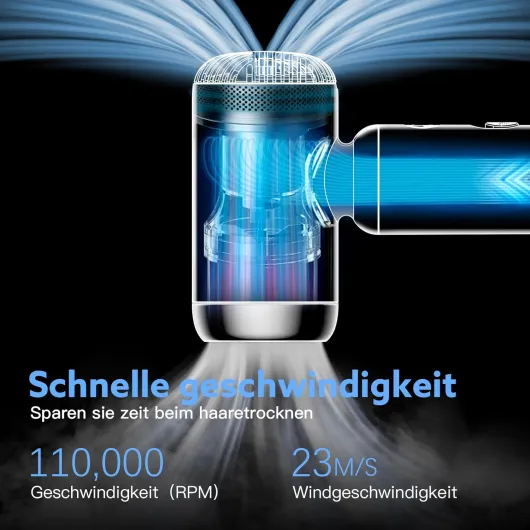 Webeauty Sèche-cheveux, [Super Mini] Seche cheveux ionique, 200 millions d'ions négatifs, 110 000 tr/min Sèche-cheveux à grande vitesse, séchage rapide, seche cheveux voyage léger et portable Blanc