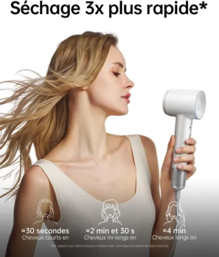 Swift Special Sèche-cheveux 200M d'Ions Négatifs Moteur Brushless 110K tr/min Séchage Rapide Contrôle Intelligent de Température 3 Buses Magnétique Bruit Réduit Cheveux Bouclés Lisses (Blanc) Swift Special Blanc