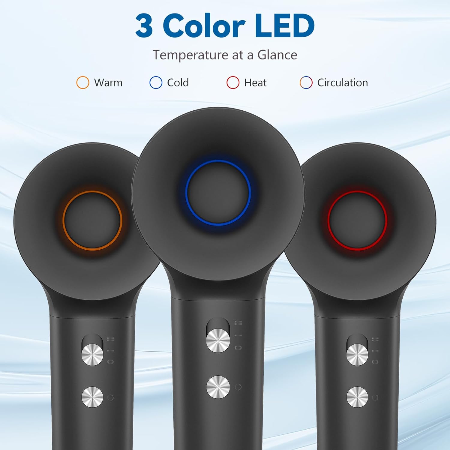 Seche Cheveux Professionnel, 200 Millions ionique Négatifs, Moteur Haute Vitesse 110000 TR/Min, 57dB Faible Bruit Sèche Cheveux Pour Maison et Voyages Gris Foncé