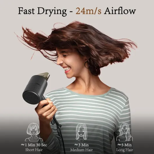 Sèche-cheveux ionique RESCIEN 2000W avec Concentrateur & diffuseur [Petit/Pliable/2026 neuf- 10 x 7 x 19cm/250g] Sèche-cheveux de voyage, Hair Dryer séchage rapide, utilisable en salon (Noir)