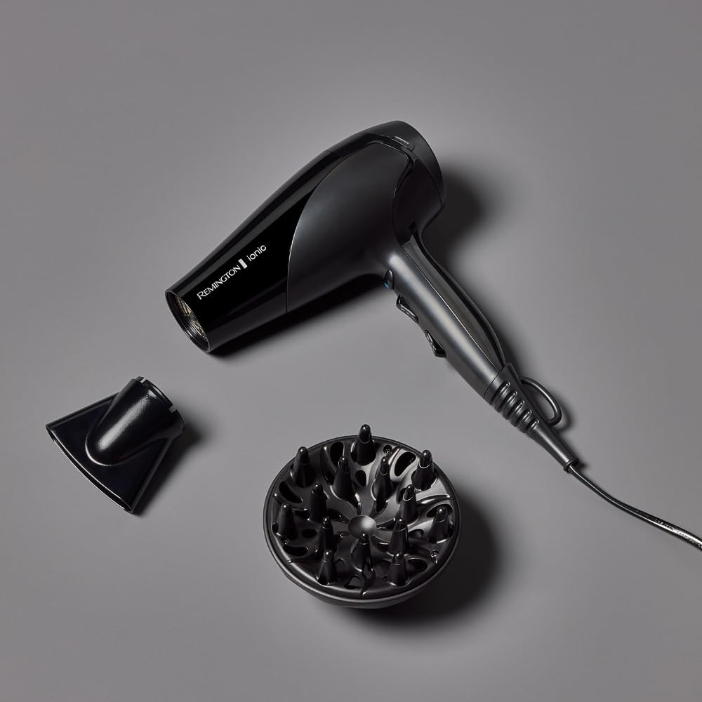 Sèche-cheveux Ionique [Puissant & Léger] Ionic Dry Noir (2200W, coiffage délicat en douceur & répartition uniforme de chaleur, 3 températures / 2 vitesses, concentrateur, diffuseur) D3198