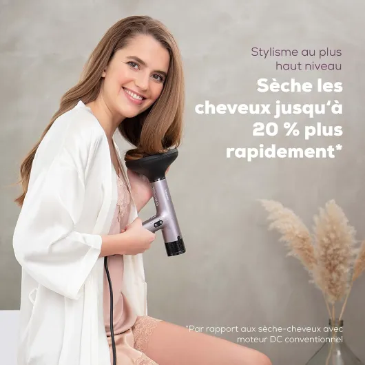 HC 100 Excellence Sèche-cheveux, avec moteur numérique, puissant et ultra léger, 4 niveaux de température et de soufflerie, séchage rapide et douceur, buse de styling & diffuseur Sèche-cheveux Premium