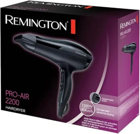 Sèche-cheveux Ionique [Puissant, léger] Pro-Air (2200W, séchage rapide anti- frisottis, revêtement céramique: répartition homogène, 3 températures/ 2 vitesses, concentrateur précis) D5210 Noir 2200W