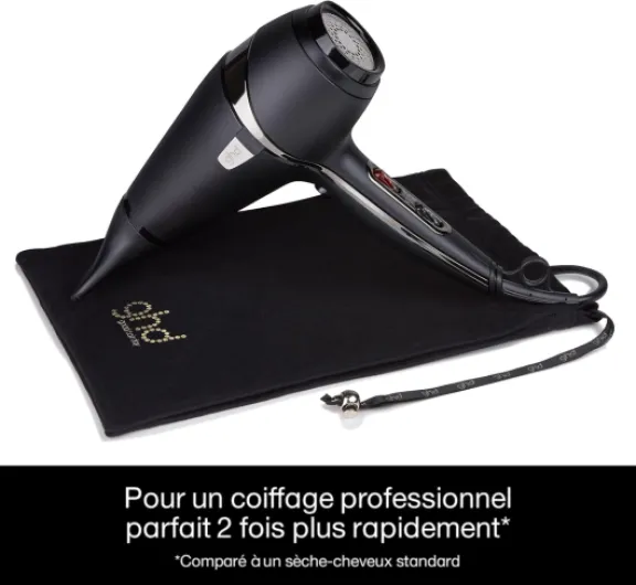 Ghd - Sèche-cheveux ghd Air - Sèche-cheveux professionnel (Noir) - Séchage et coiffage rapide - Réduit les frisottis - Températures et puissances réglables - Idéal pour tous types de cheveux