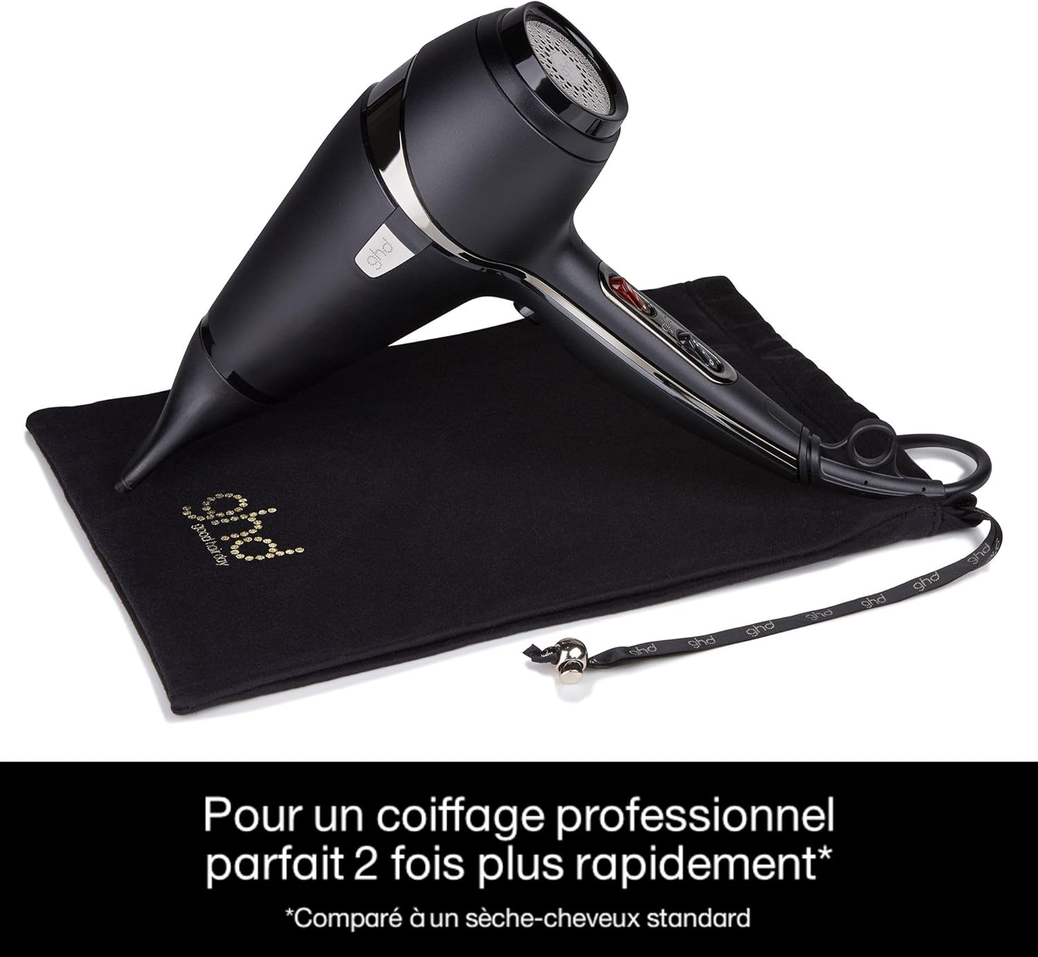 Ghd - Sèche-cheveux ghd Air - Sèche-cheveux professionnel (Noir) - Séchage et coiffage rapide - Réduit les frisottis - Températures et puissances réglables - Idéal pour tous types de cheveux