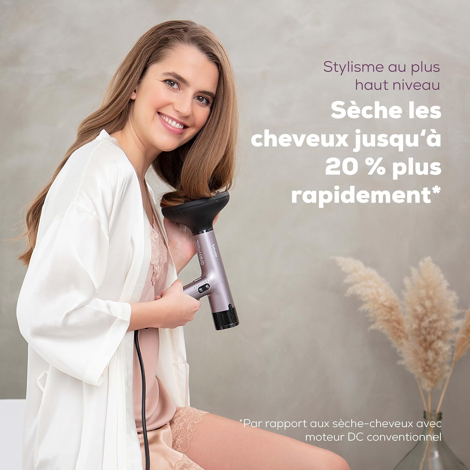 HC 100 Excellence Sèche-cheveux ionique, puissant et ultra léger, 4 niveaux de température et de soufflerie, séchage rapide et douceur, buse de styling & diffuseur boucle professionnel Sèche-cheveux Premium