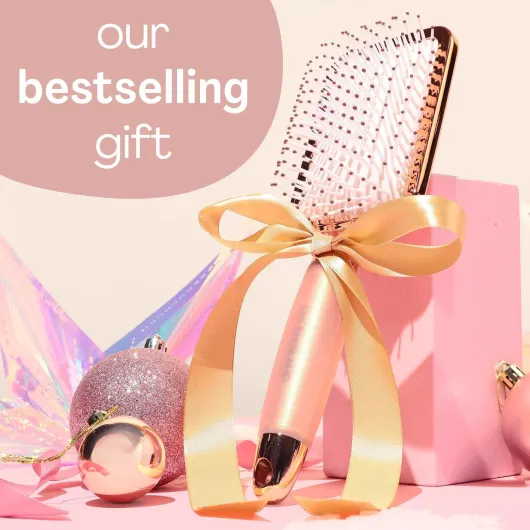 Brosse Cheveux Femme Lily England - Brosse Plate Professionnelle pour Séchage, Démêlage et Lissage - Pour Tous Types de Cheveux - Manche Gel Antidérapant - Rose Gold Or Rose