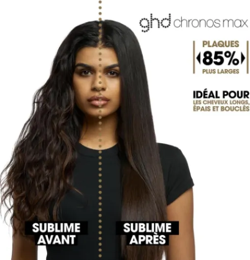Ghd - Lisseur cheveux ghd Chronos Max - Fer à lisser professionnel - Plaques larges - Coiffage 3x plus rapide, cheveux plus brillants, ans chaleur extrême - Idéal cheveux longs, épais, bouclés Black