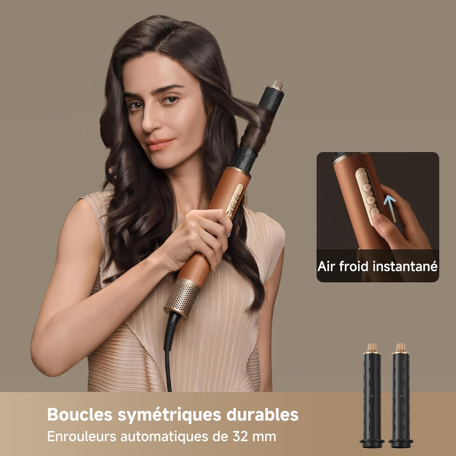 AirStyle Pro, Appareil de coiffure multifonction 7 en 1, séchage rapide, 2 cylindres de bouclage, cheveux volumineux, brosse lissante, réduction des frisottis, 2026 Nouvelle Version Airstyle Pro Brown New
