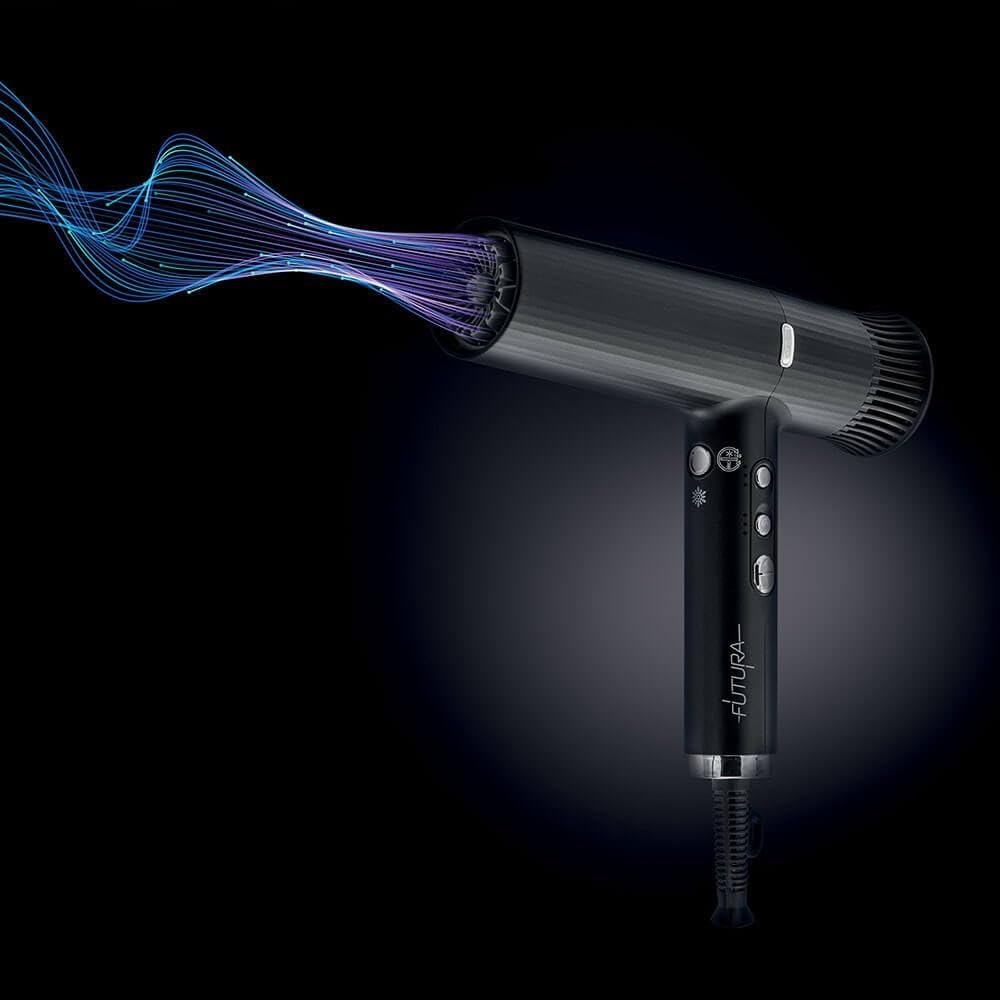 Xanitalia Futura Sèche-cheveux professionnel en céramique tourmaline 1800 W avec diffuseur, 110 000 tr/min, bouton air froid, générateur d'ions négatifs, 3 flux d'air et 3 niveaux de chauffage, bleu