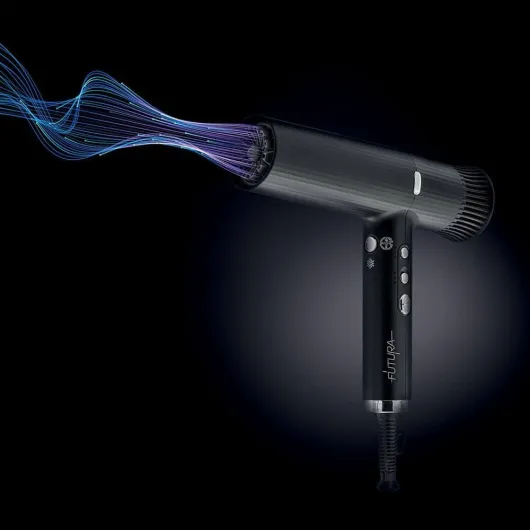 Xanitalia Futura Sèche-cheveux professionnel en céramique tourmaline 1800 W avec diffuseur, 110 000 tr/min, bouton air froid, générateur d'ions négatifs, 3 flux d'air et 3 niveaux de chauffage, bleu