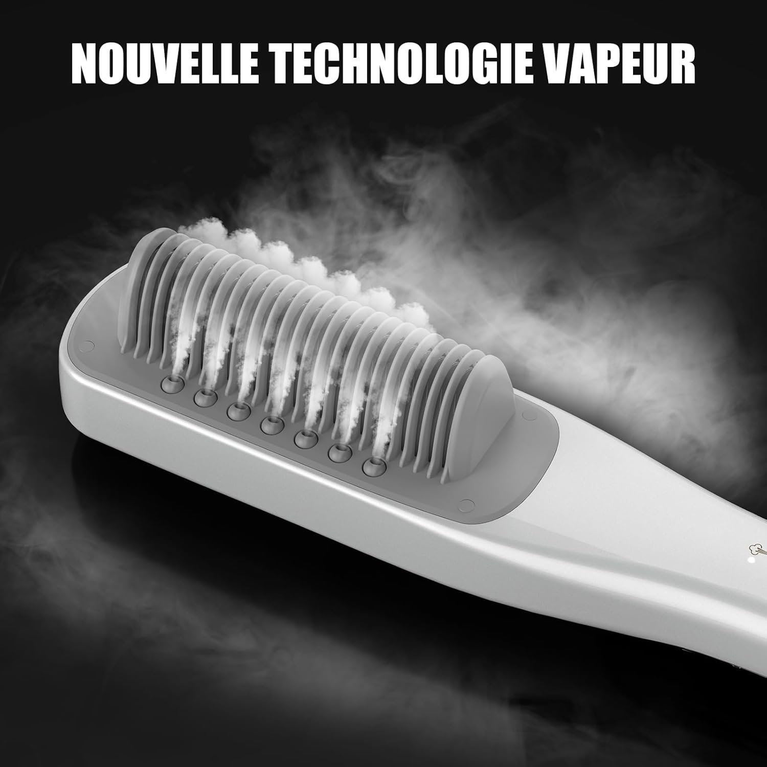 Lisseur Vapeur Professionnel Brosse Lissante vapeur pour Cheveux,4 Température Réglable,160℃-210℃,Fer à lisser à la technologie vapeur(Blanc, Brosse Vapeur) Blanc Brosse Vapeur