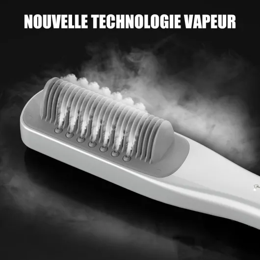 Lisseur Vapeur Professionnel Brosse Lissante vapeur pour Cheveux,4 Température Réglable,160℃-210℃,Fer à lisser à la technologie vapeur(Blanc, Brosse Vapeur) Blanc Brosse Vapeur