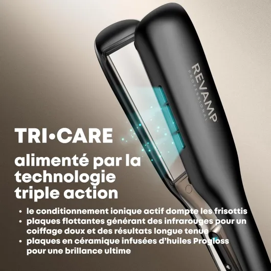 Enigma Radiance Lisseur Ionique à Plaques Larges – Lisseur à Plaques Extra-Larges pour Coiffage en Un Seul Passage, Design Courbé pour Ondulations et Boucles Durables