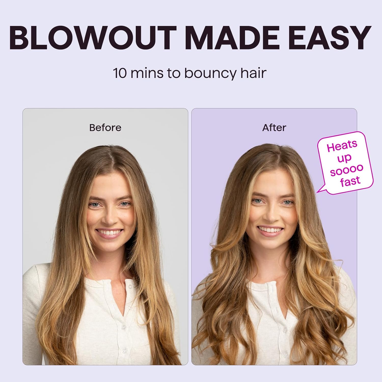 Thermal Brush, BLOWOUT BOOST, Brosse Thermique Ionique Cheveux Bouclés Chauffante, 38mm Pour Créer des Boucles Naturelles, 5 Réglages de Température, Double Tension, Prise Euro, Rose Sakura