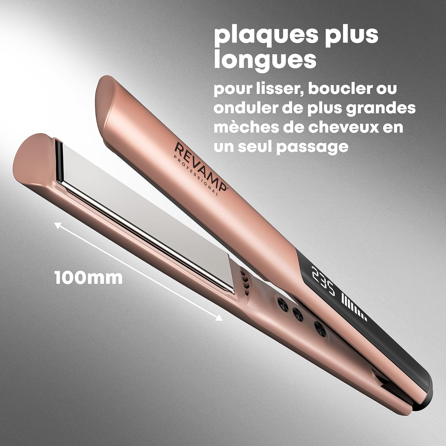 Dynamic Radiance Straight & Style - Lisseur Céramique Ionique Professionnel, Fer à lisser à Plaques Extra-Longues pour un Coiffage Rapide, Design Courbé pour Ondulations et Boucles Durables