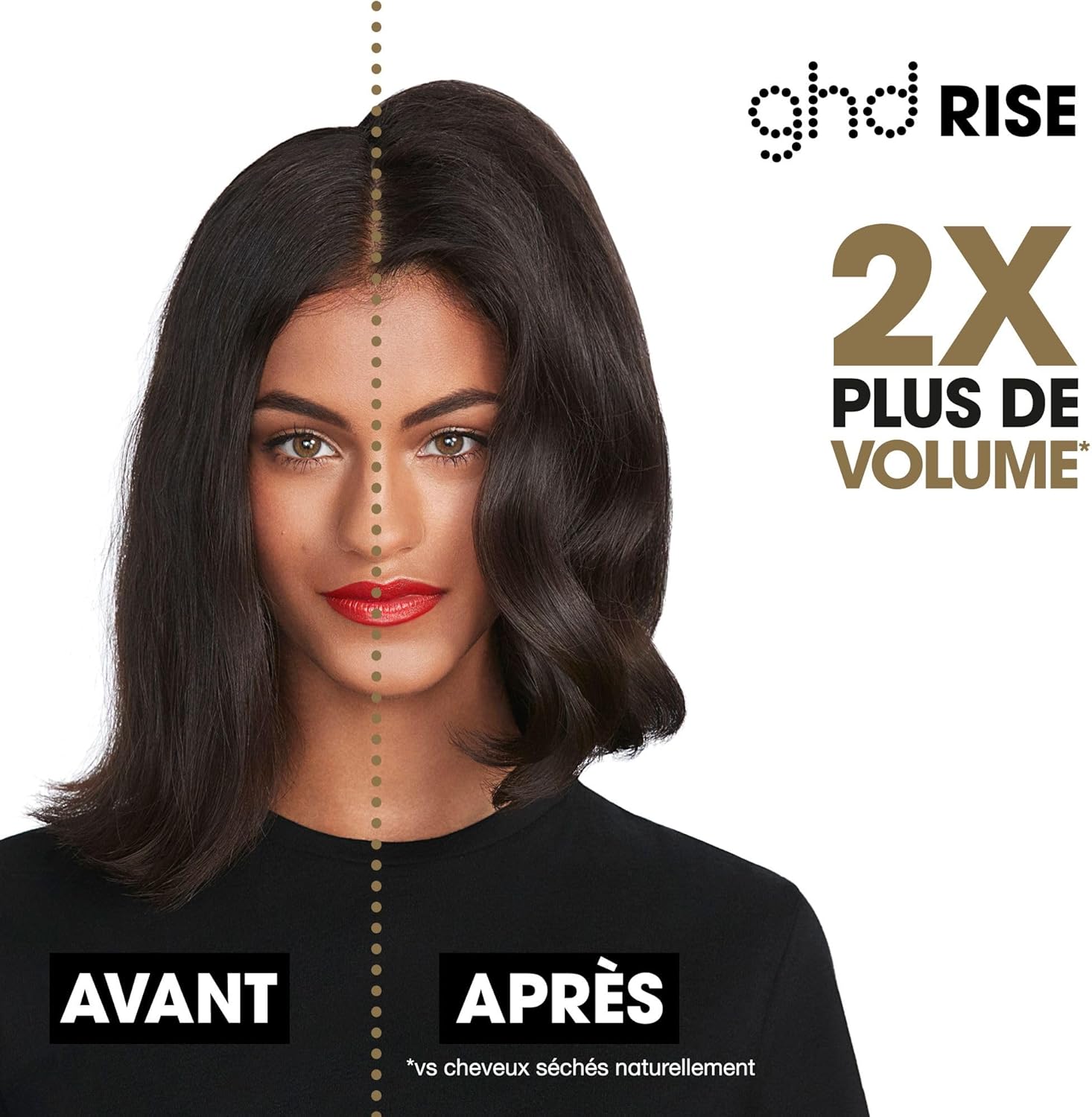 Ghd - Brosse chauffante ghd Rise - Brosse chauffante Effet Brushing (Noir) - Effet brushing avec 2x fois plus volume - Utilisation sur cheveux secs - Sans chaleur extrême - Idéal tous types de cheveux New Packaging